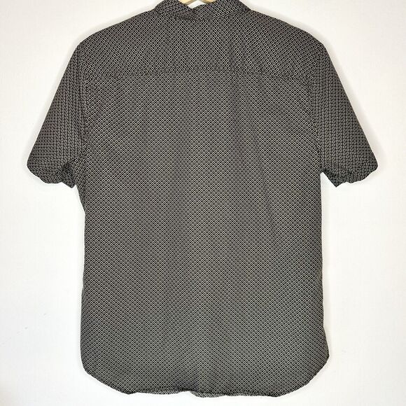 Structure Slim Button Up Shirt Men's Large Short Sleeve Black & Gray geometric - Picture 5 of 5